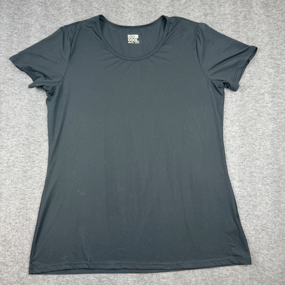 32 Degrees Cool T-Shirt Womens XL Black Short Sleeve Scoop Neck Stretch Active